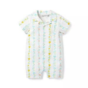 Janie and Jack Baby Citrus Stripe Linen Romper size 3-6M